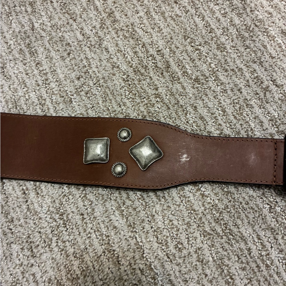 NWT Free People Leather Belt gorgeous cognac color. 3 inches wide. M-L